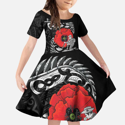 ANZAC Day Aotearoa Silver Fern Maori Personalised Family Matching Summer Maxi Dress and Hawaiian Shirt