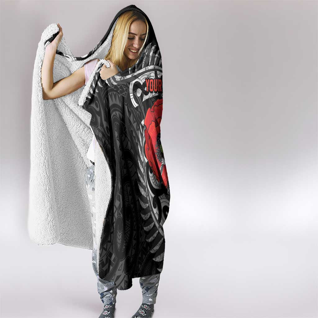 ANZAC Day Aotearoa Silver Fern Maori Personalised Hooded Blanket