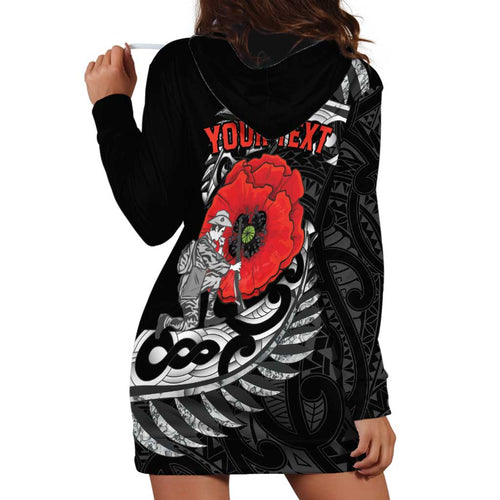ANZAC Day Aotearoa Silver Fern Maori Personalised Hoodie Dress