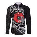 ANZAC Day Aotearoa Silver Fern Maori Personalised Long Sleeve Button Shirt