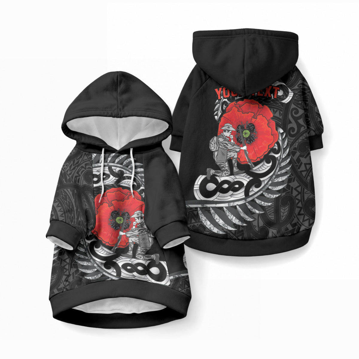 ANZAC Day Aotearoa Silver Fern Maori Personalised Pet Hoodie