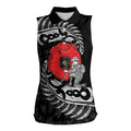 ANZAC Day Aotearoa Silver Fern Maori Personalised Women Sleeveless Polo Shirt