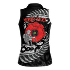 ANZAC Day Aotearoa Silver Fern Maori Personalised Women Sleeveless Polo Shirt
