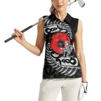 ANZAC Day Aotearoa Silver Fern Maori Personalised Women Sleeveless Polo Shirt