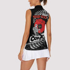 ANZAC Day Aotearoa Silver Fern Maori Personalised Women Sleeveless Polo Shirt