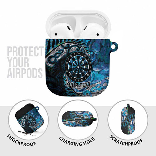 New Zealand Darts Personalised AirPods Case Aotearoa Silver Fern Blue Papua Shell Spirit - Aussie Hoodie