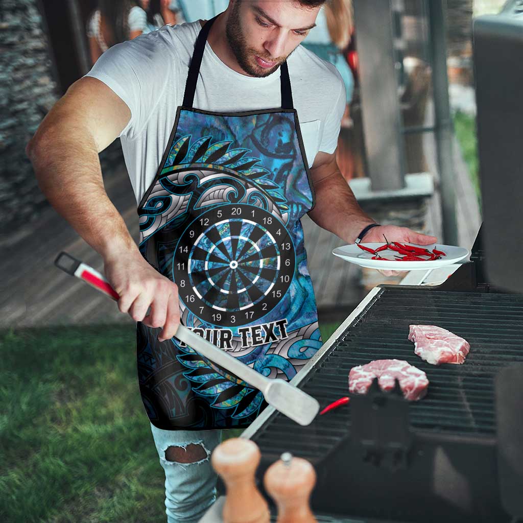 New Zealand Darts Personalised Apron Aotearoa Silver Fern Blue Papua Shell Spirit - Aussie Hoodie