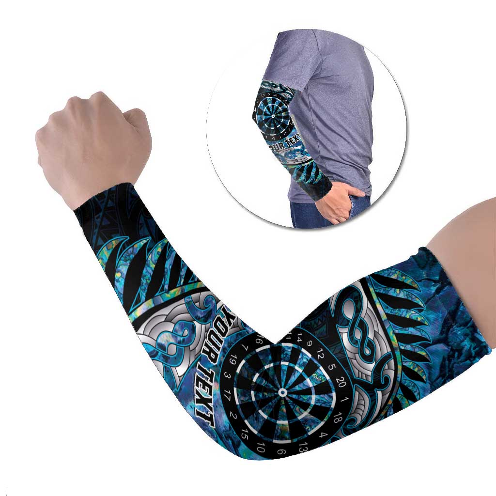 New Zealand Darts Personalised Arm Sleeves Aotearoa Silver Fern Blue Papua Shell Spirit - Aussie Hoodie
