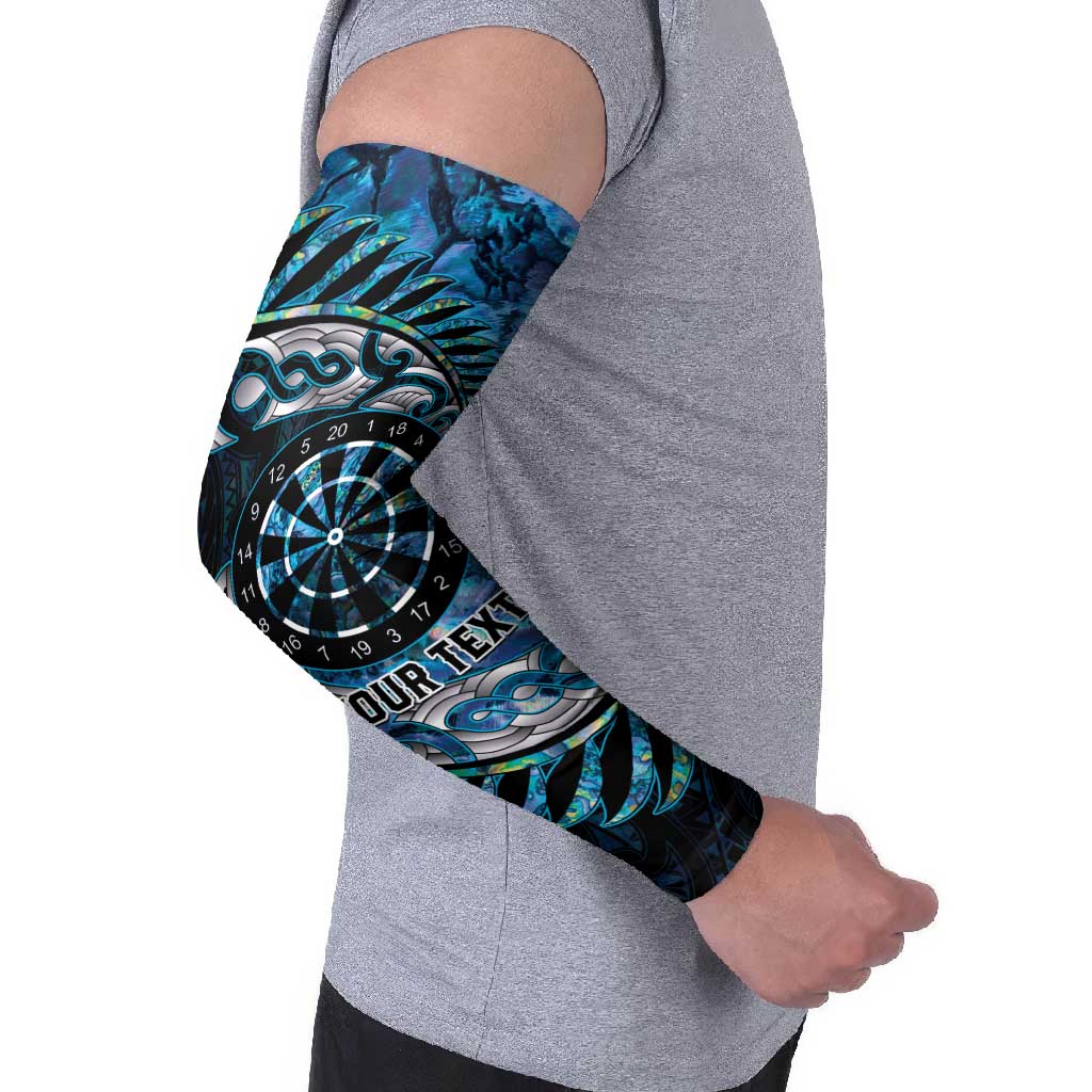 New Zealand Darts Personalised Arm Sleeves Aotearoa Silver Fern Blue Papua Shell Spirit - Aussie Hoodie