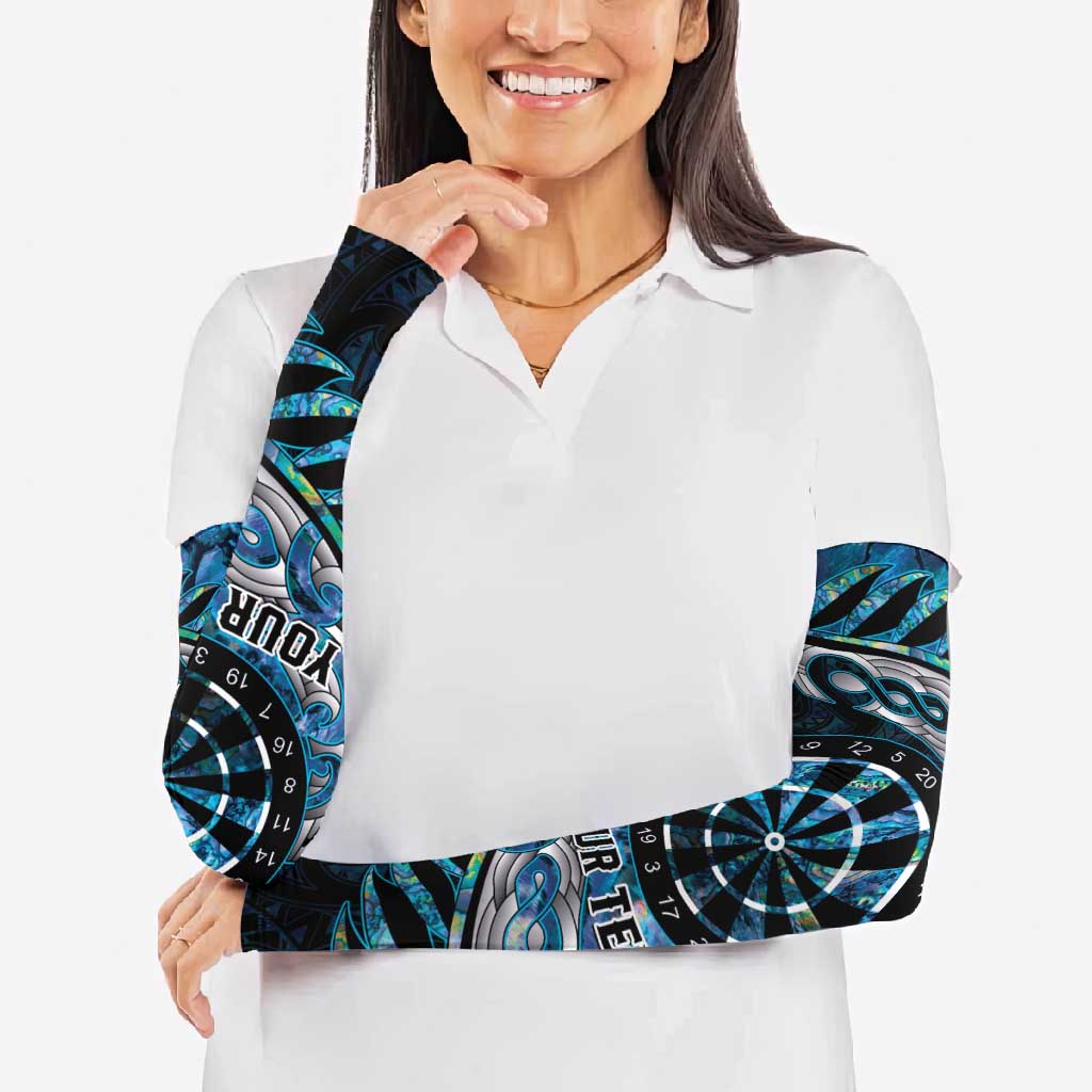 New Zealand Darts Personalised Arm Sleeves Aotearoa Silver Fern Blue Papua Shell Spirit - Aussie Hoodie