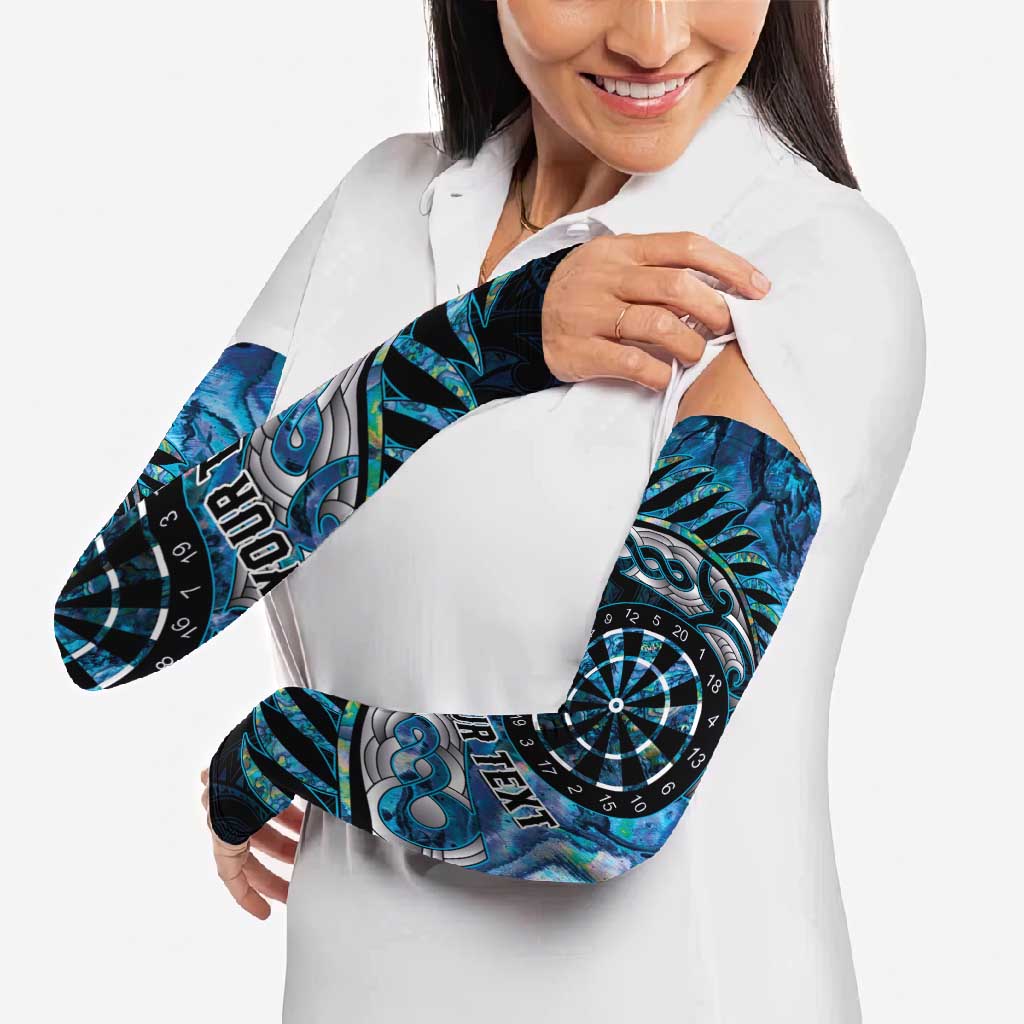 New Zealand Darts Personalised Arm Sleeves Aotearoa Silver Fern Blue Papua Shell Spirit - Aussie Hoodie