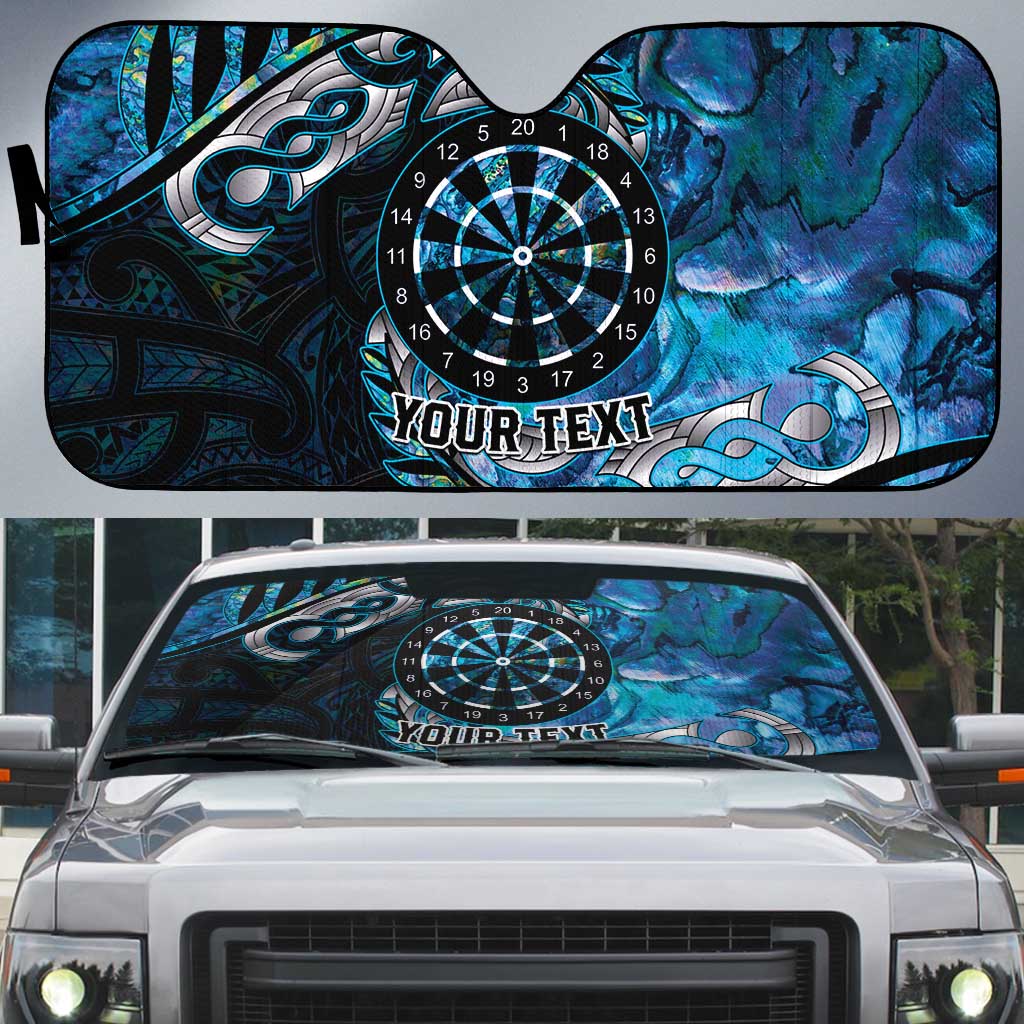 New Zealand Darts Personalised Auto Sun Shade Aotearoa Silver Fern Blue Papua Shell Spirit - Aussie Hoodie