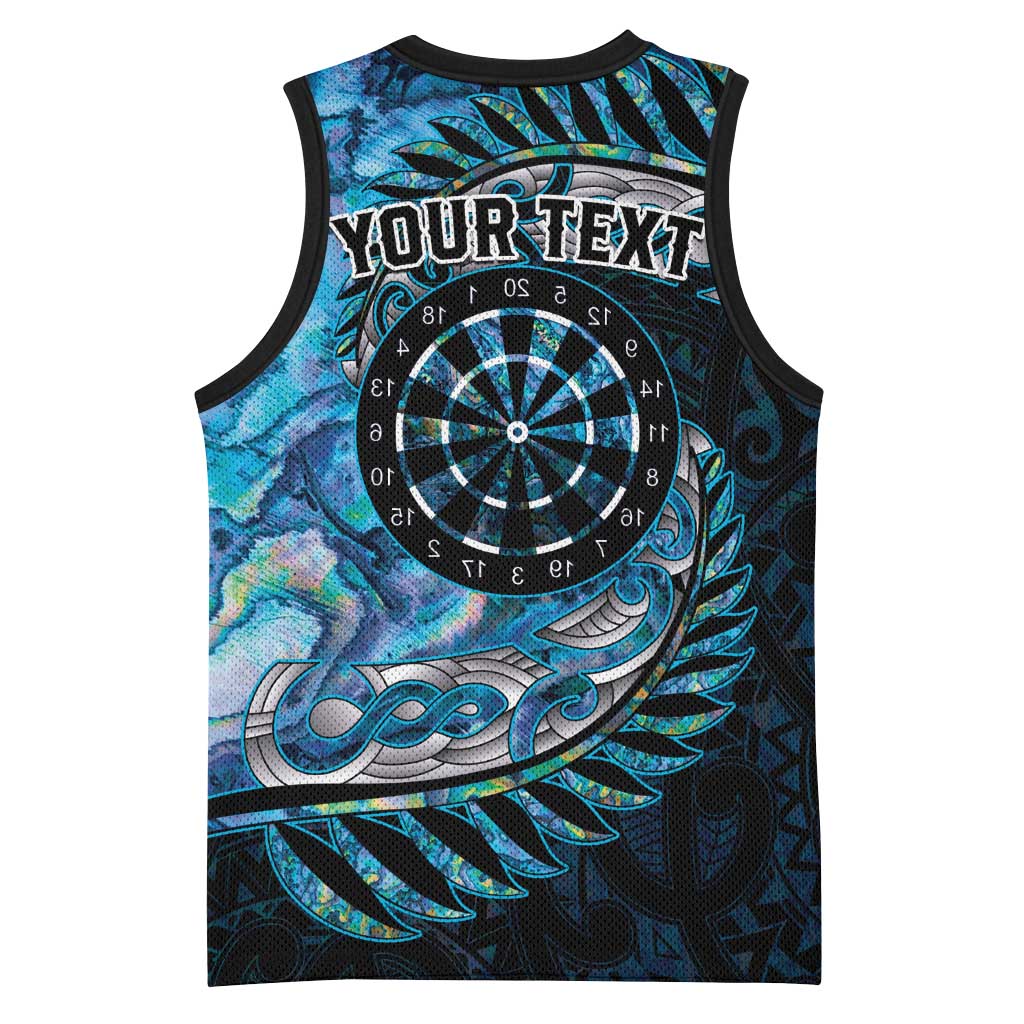New Zealand Darts Personalised Basketball Jersey Aotearoa Silver Fern Blue Papua Shell Spirit - Aussie Hoodie