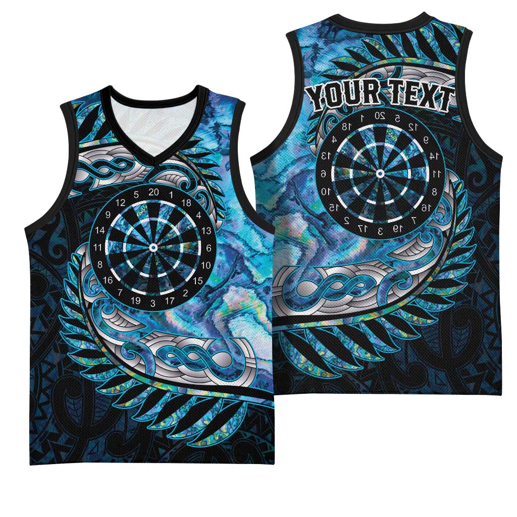 New Zealand Darts Personalised Basketball Jersey Aotearoa Silver Fern Blue Papua Shell Spirit - Aussie Hoodie