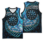 New Zealand Darts Personalised Basketball Jersey Aotearoa Silver Fern Blue Papua Shell Spirit - Aussie Hoodie