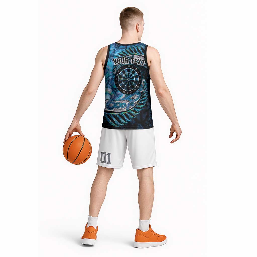 New Zealand Darts Personalised Basketball Jersey Aotearoa Silver Fern Blue Papua Shell Spirit - Aussie Hoodie