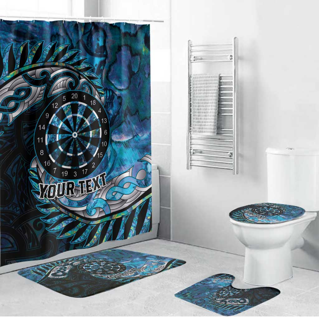 New Zealand Darts Personalised Bathroom Set Aotearoa Silver Fern Blue Papua Shell Spirit - Aussie Hoodie