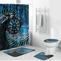 New Zealand Darts Personalised Bathroom Set Aotearoa Silver Fern Blue Papua Shell Spirit - Aussie Hoodie