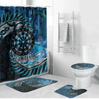 New Zealand Darts Personalised Bathroom Set Aotearoa Silver Fern Blue Papua Shell Spirit - Aussie Hoodie