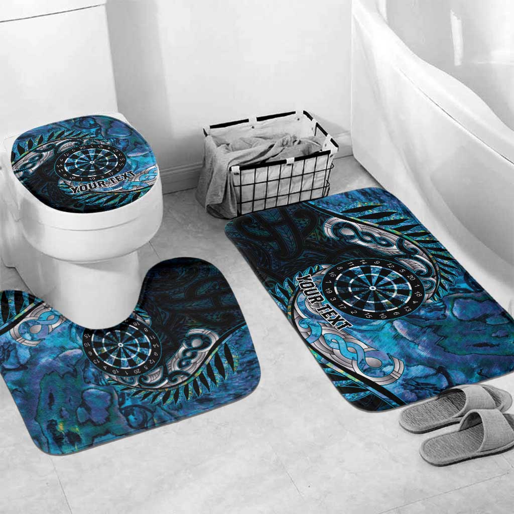 New Zealand Darts Personalised Bathroom Set Aotearoa Silver Fern Blue Papua Shell Spirit - Aussie Hoodie
