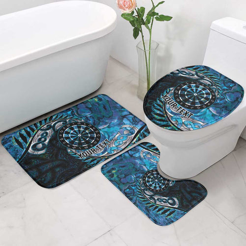 New Zealand Darts Personalised Bathroom Set Aotearoa Silver Fern Blue Papua Shell Spirit - Aussie Hoodie