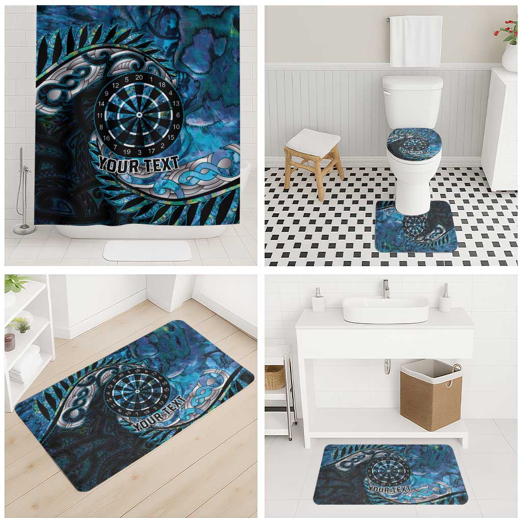 New Zealand Darts Personalised Bathroom Set Aotearoa Silver Fern Blue Papua Shell Spirit - Aussie Hoodie