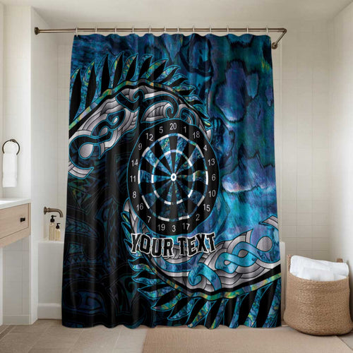 New Zealand Darts Personalised Bathroom Set Aotearoa Silver Fern Blue Papua Shell Spirit - Aussie Hoodie