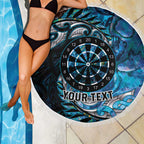 New Zealand Darts Personalised Beach Blanket Aotearoa Silver Fern Blue Papua Shell Spirit