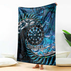 New Zealand Darts Personalised Blanket Aotearoa Silver Fern Blue Papua Shell Spirit