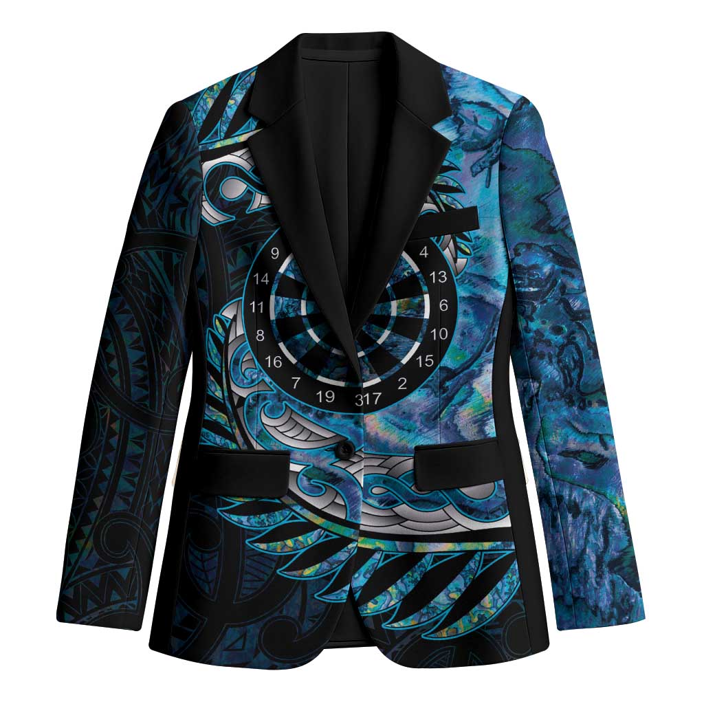 New Zealand Darts Personalised Blazer Aotearoa Silver Fern Blue Papua Shell Spirit - Aussie Hoodie