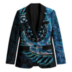 New Zealand Darts Personalised Blazer Aotearoa Silver Fern Blue Papua Shell Spirit - Aussie Hoodie