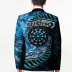 New Zealand Darts Personalised Blazer Aotearoa Silver Fern Blue Papua Shell Spirit - Aussie Hoodie