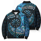 New Zealand Darts Personalised Bomber Puffer Jacket Aotearoa Silver Fern Blue Papua Shell Spirit - Aussie Hoodie