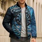 New Zealand Darts Personalised Bomber Puffer Jacket Aotearoa Silver Fern Blue Papua Shell Spirit - Aussie Hoodie
