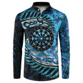 New Zealand Darts Personalised Button Sweatshirt Aotearoa Silver Fern Blue Papua Shell Spirit