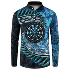 New Zealand Darts Personalised Button Sweatshirt Aotearoa Silver Fern Blue Papua Shell Spirit