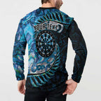 New Zealand Darts Personalised Button Sweatshirt Aotearoa Silver Fern Blue Papua Shell Spirit