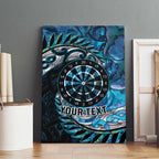 New Zealand Darts Personalised Canvas Wall Art Aotearoa Silver Fern Blue Papua Shell Spirit