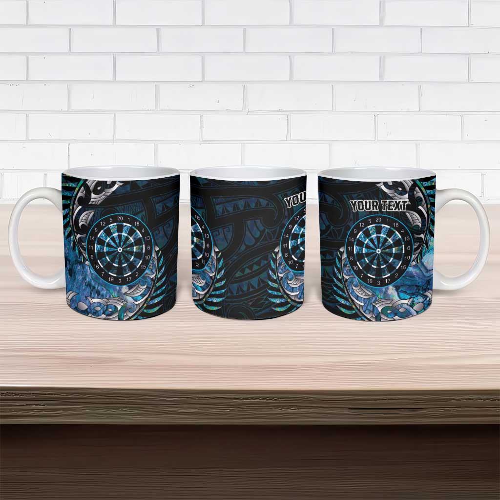 New Zealand Darts Personalised Ceramic Mug Aotearoa Silver Fern Blue Papua Shell Spirit - Aussie Hoodie