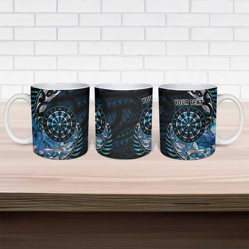 New Zealand Darts Personalised Ceramic Mug Aotearoa Silver Fern Blue Papua Shell Spirit - Aussie Hoodie