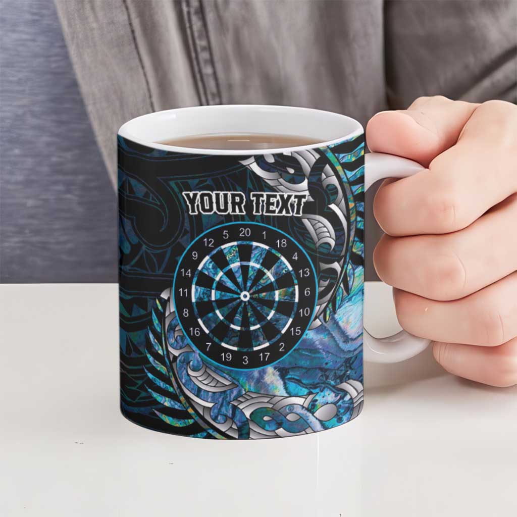 New Zealand Darts Personalised Ceramic Mug Aotearoa Silver Fern Blue Papua Shell Spirit - Aussie Hoodie