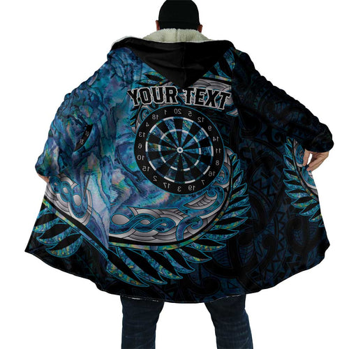 New Zealand Darts Personalised Cloak Aotearoa Silver Fern Blue Papua Shell Spirit - Aussie Hoodie