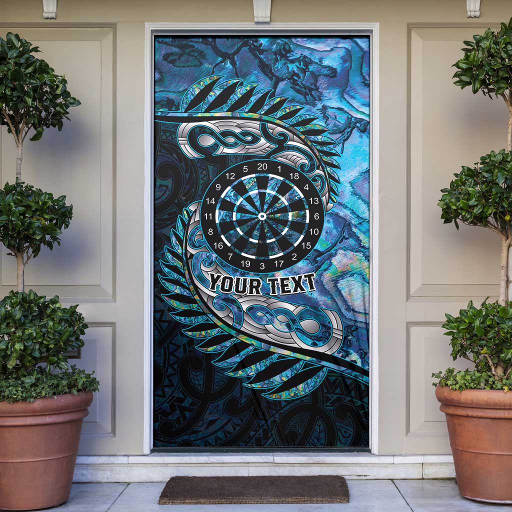 New Zealand Darts Personalised Door Cover Aotearoa Silver Fern Blue Papua Shell Spirit - Aussie Hoodie