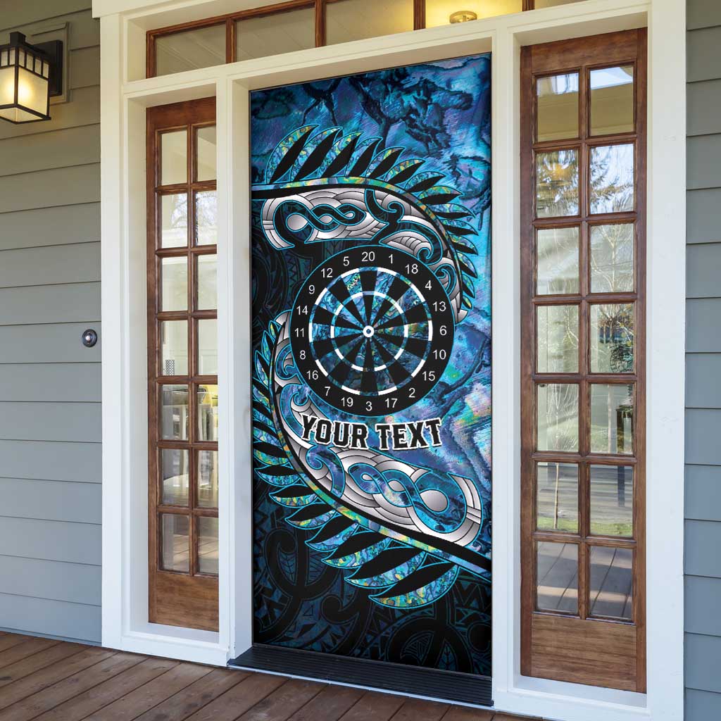 New Zealand Darts Personalised Door Cover Aotearoa Silver Fern Blue Papua Shell Spirit - Aussie Hoodie