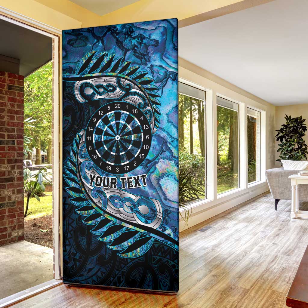 New Zealand Darts Personalised Door Cover Aotearoa Silver Fern Blue Papua Shell Spirit - Aussie Hoodie