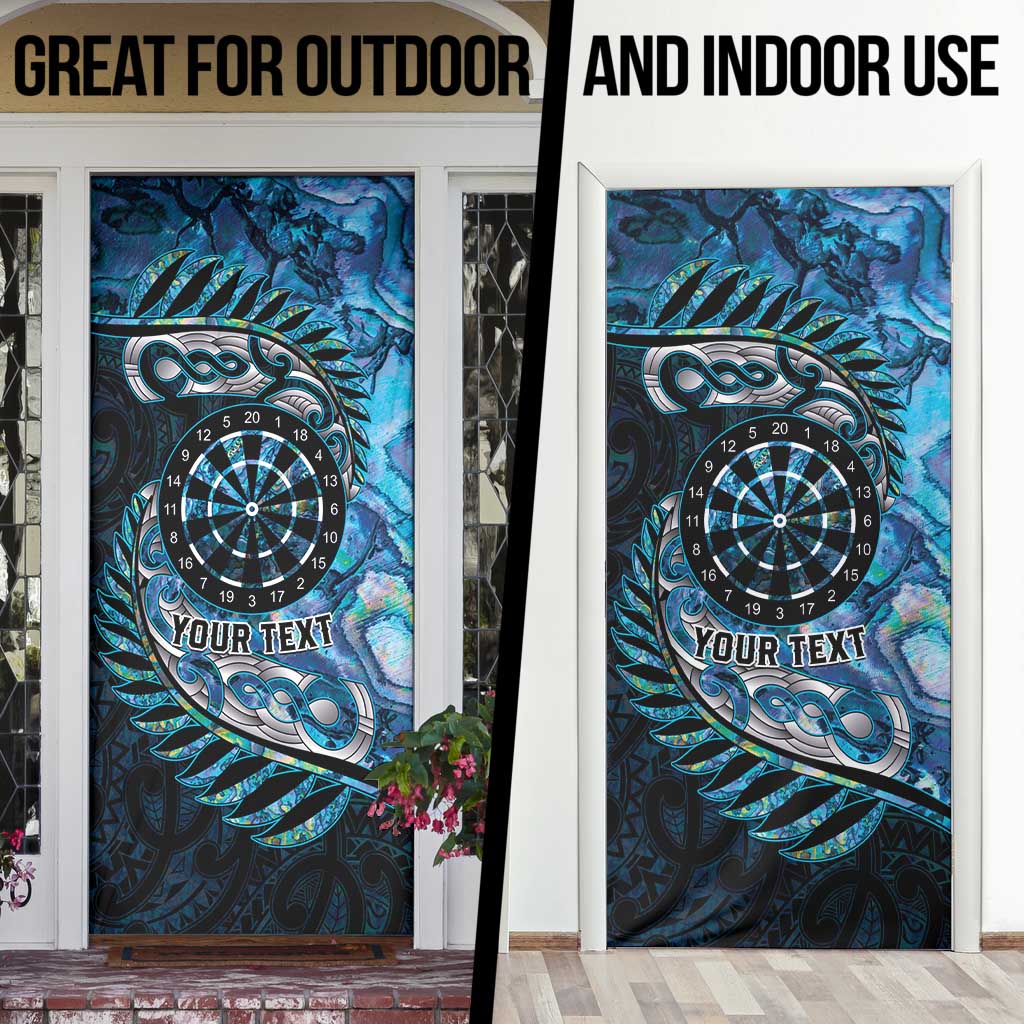 New Zealand Darts Personalised Door Cover Aotearoa Silver Fern Blue Papua Shell Spirit - Aussie Hoodie