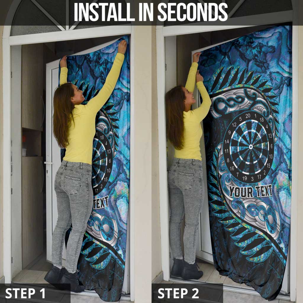 New Zealand Darts Personalised Door Cover Aotearoa Silver Fern Blue Papua Shell Spirit - Aussie Hoodie
