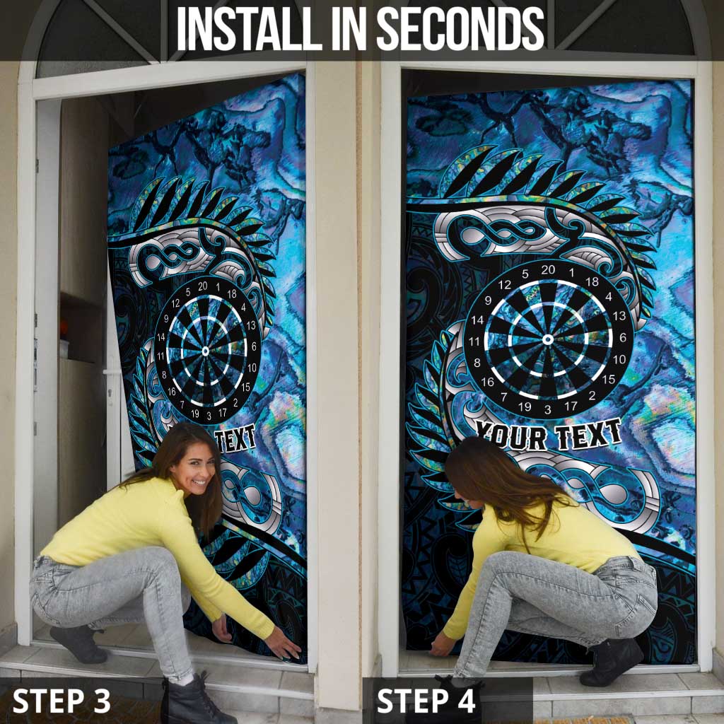 New Zealand Darts Personalised Door Cover Aotearoa Silver Fern Blue Papua Shell Spirit - Aussie Hoodie
