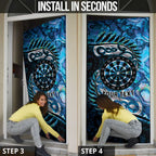 New Zealand Darts Personalised Door Cover Aotearoa Silver Fern Blue Papua Shell Spirit - Aussie Hoodie
