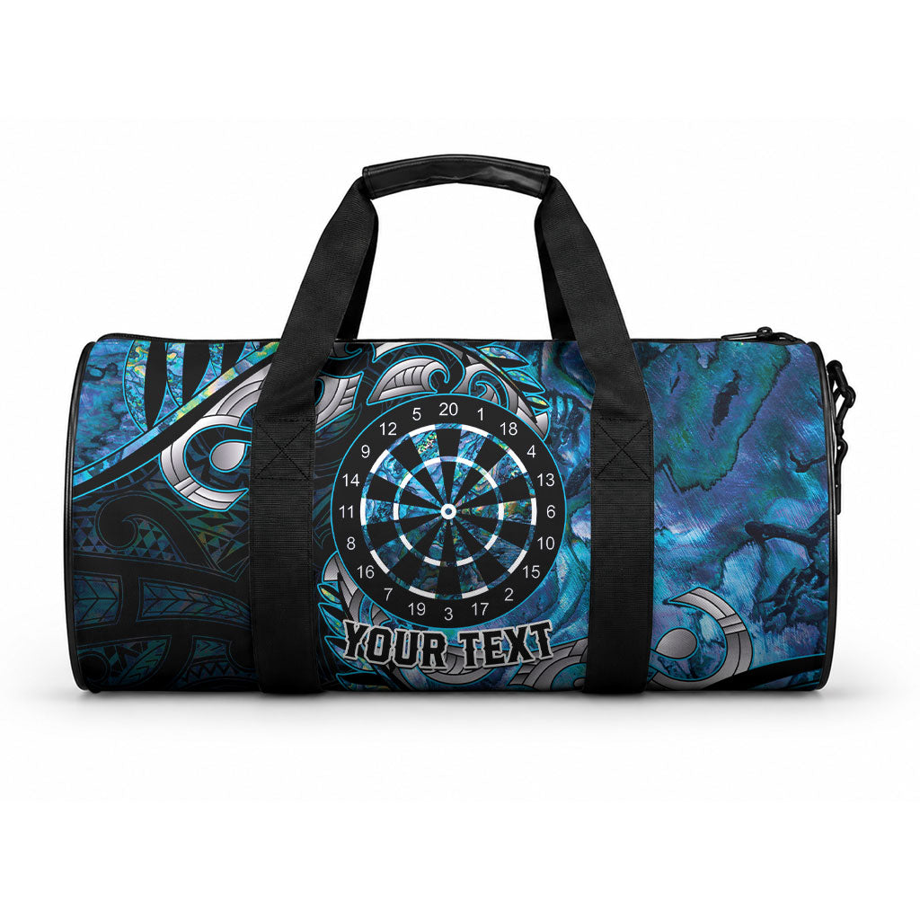 New Zealand Darts Personalised Duffle Bag Aotearoa Silver Fern Blue Papua Shell Spirit
